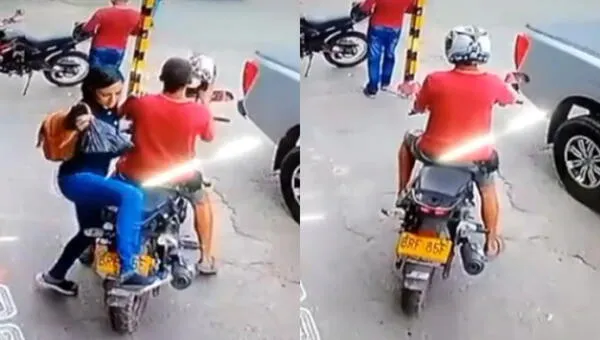 El joven se marchó en su moto y dejó a su novia.