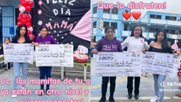 Las mamás quedaron fascinadas al recibir el cheque del BCP.