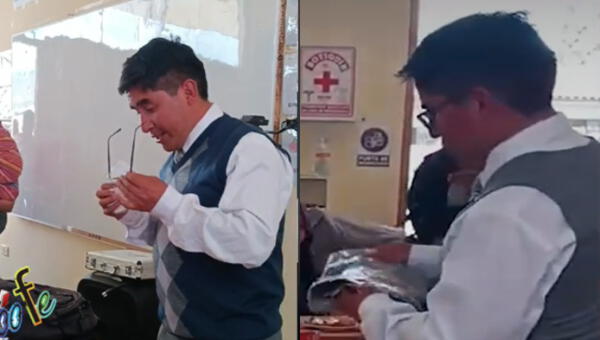 El profesor peruano se emocionó hasta las lágrimas. wapa.pe