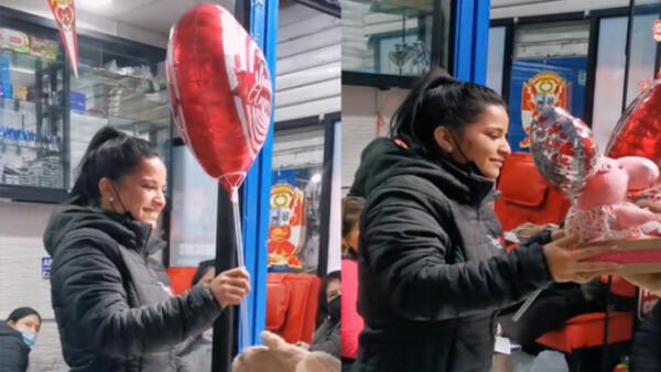 La venezolana rompió en llanto al recibir la romántica sorpresa.