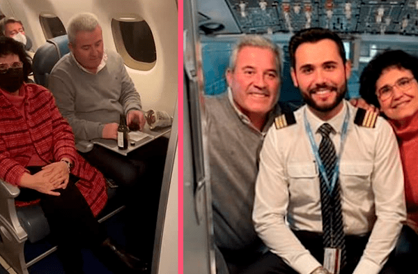 Piloto hace llorar a sus padres y abuelos al agradecerles todo lo que hicieron por él en su primer vuelo