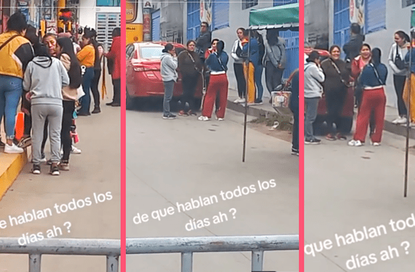 Padre de familia se indigna al ver a madres conversar en la puerta del colegio todos los días