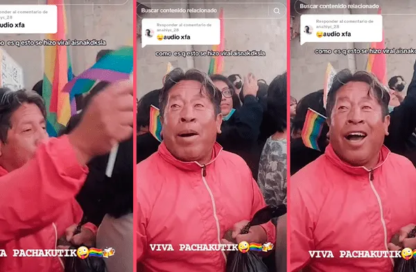 Hombre confunde bandera LGTBIQ+ con la del Tahuantinsuyo y marcha orgulloso a favor de "Pachacutec"
