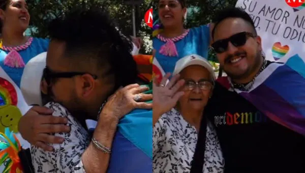 La abuela protagonizó una emotivo abrazo con su nieto.