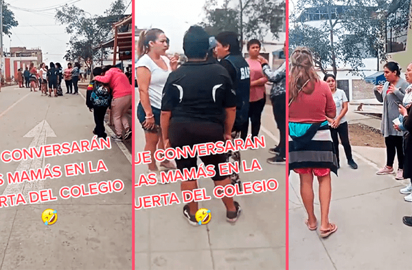 Mujer en shock al ver que madres conversan en puerta de colegio y no se aburren