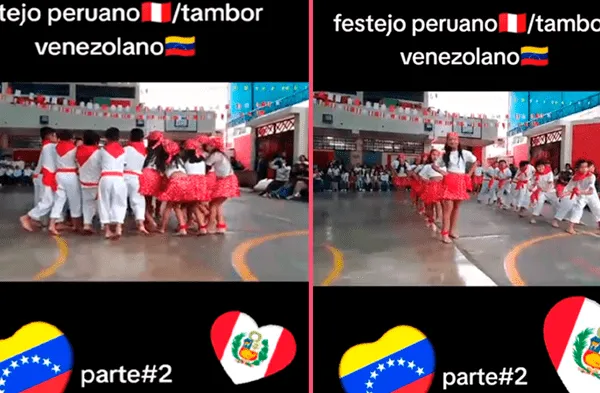 Colegio peruano conmueve al fusionar festejo con tambor venezolano en actuación de Fiestas Patrias