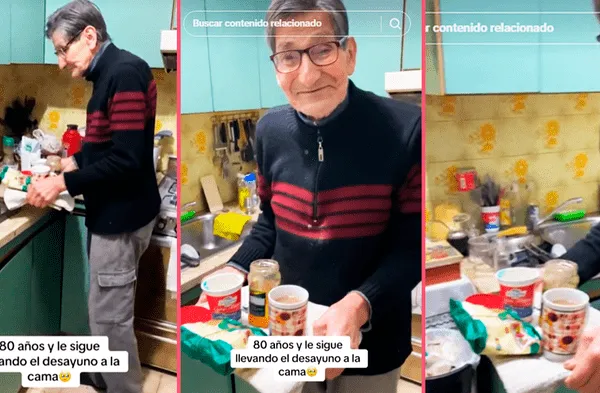 Abuelo de 80 años sigue perdidamente enamorado de su esposa y todas las mañanas le lleva el desayuno a la cama