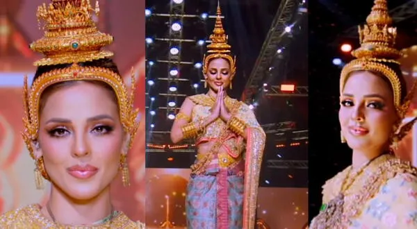 Luciana Fuster impactó y deslumbró en desfile con traje típico tailandés