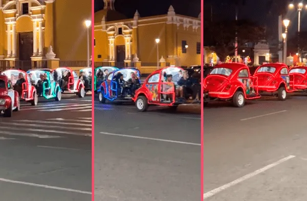 Trineo de escarabajos por Navidad cautiva las calles de Trujillo