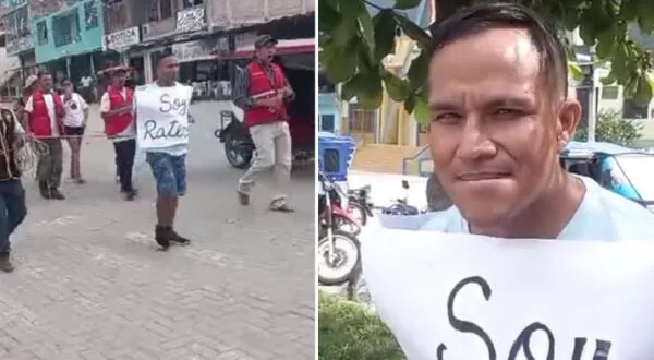 Piura: rondas campesinas capturan a delincuente y lo pasean por la ciudad con cartel "soy ratero"