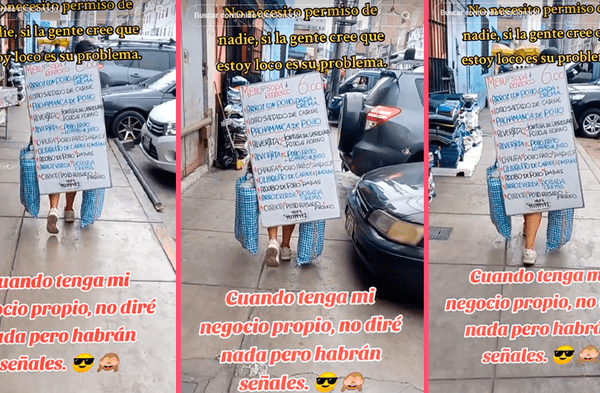 Peruana se convierte en pizarra andante para promocionar su emprendimiento de comida al paso