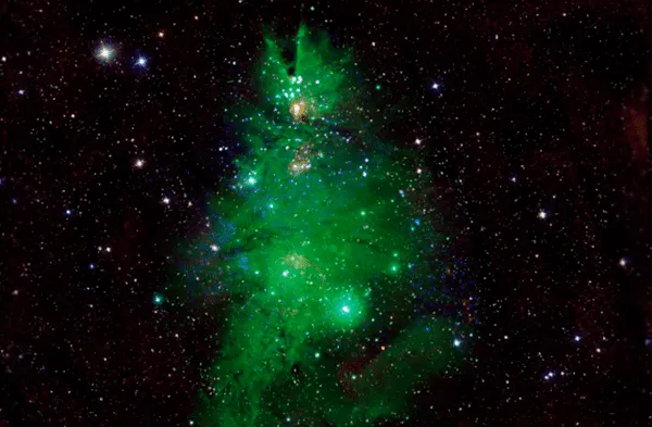 NASA capta cúmulo de estrellas que asemeja a un árbol navideño