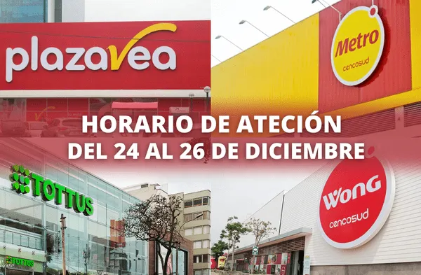 Horario de atención en supermercados del 24 al 26 de diciembre: Plaza Vea, Tottus, Metro, Wong y más