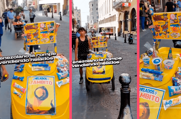 Venezolano se diferencia de peruanos con ingeniosa manera de vender helados
