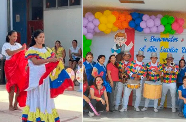 Docentes y niños de colegios entonan himnos de Perú y Venezuela en Chiclayo