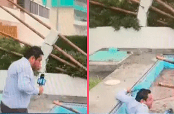 Periodista cae a piscina de Susana Villarán en Lurín durante transmisión EN VIVO sobre su demolición