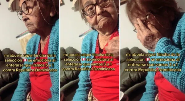 Anciana se emociona al borde de las lágrimas tras enterarse que Perú vencía a República Dominicana