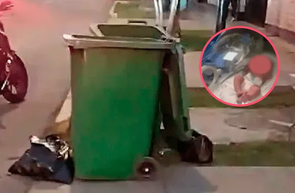 Bebé es hallada por vecinos en una bolsa de basura junto a contenedor