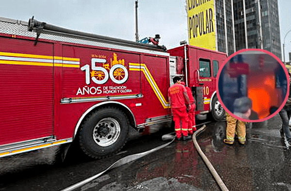 Fuerte incendio en galería ubicada frente a Estación Central del Metropolitano moviliza a 8 unidades de bomberos wapa.pe