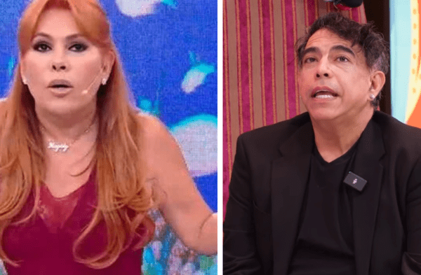 La conductora furiosa con el presentador de TV. wapa.pe