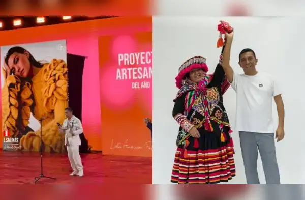 Jorge Luis Salinas se lleva el premio en los Latin American Fashion Awards 2025 destacando a Gamarra y sus artesanas. wapa.pe