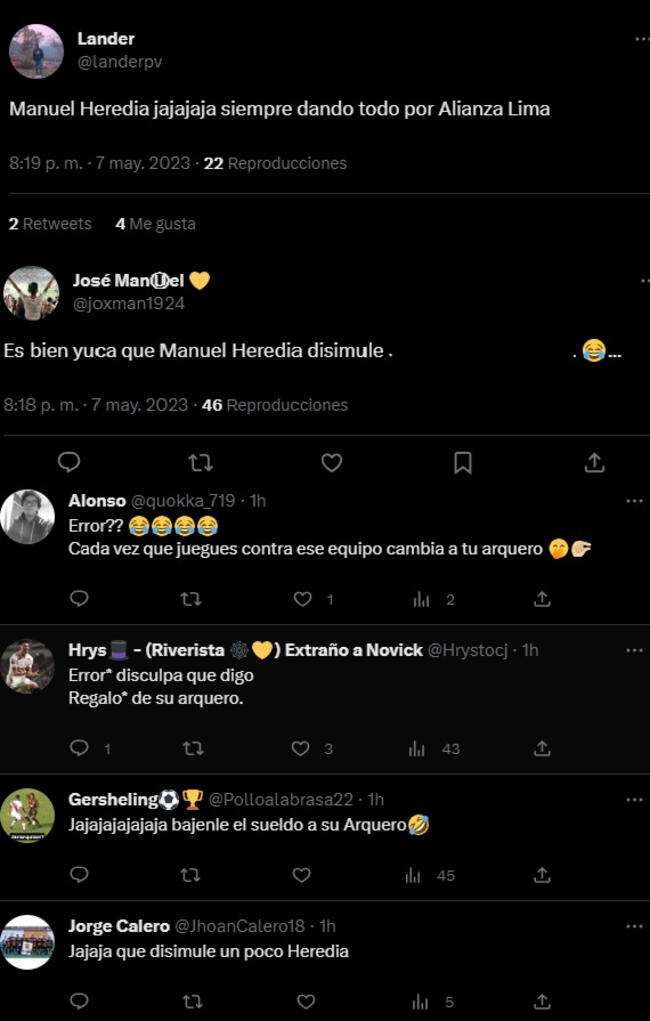 Críticas de hinchas de la 'U' a Manuel Heredia. Fuente: Twitter   