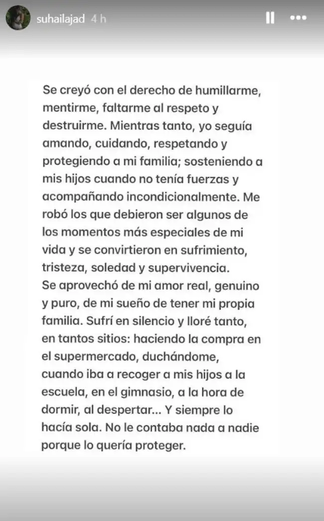 Suhaila Jad compartió un largo mensaje.  