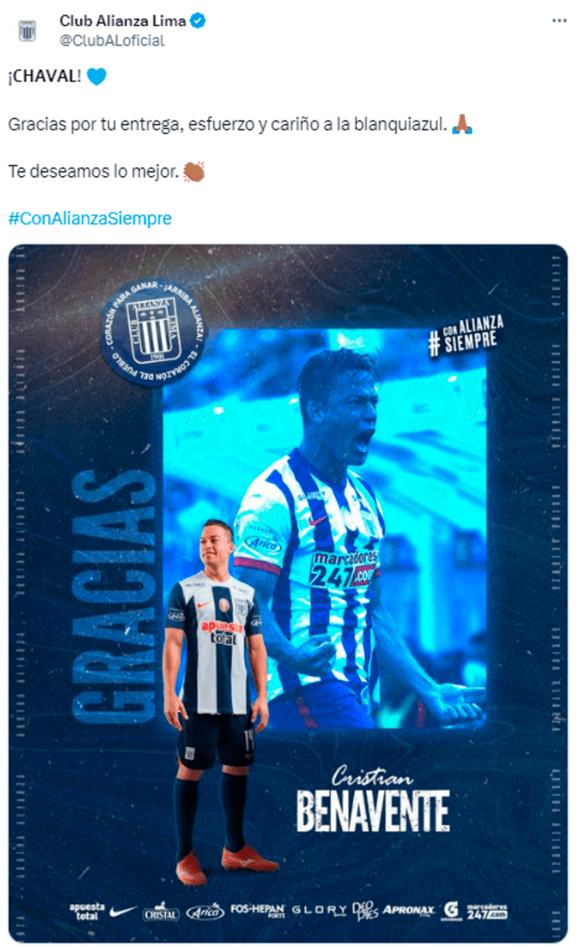 Cristian Benavente no seguirá en Alianza Lima.   