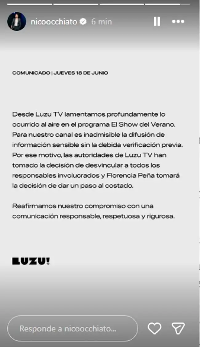 Occiato compartió las disculpas tras tremendo error cometido por Flor Peña y la producción de su programa. Occiato compartió las disculpas tras tremendo error cometido por Flor Peña y la producción de su programa.