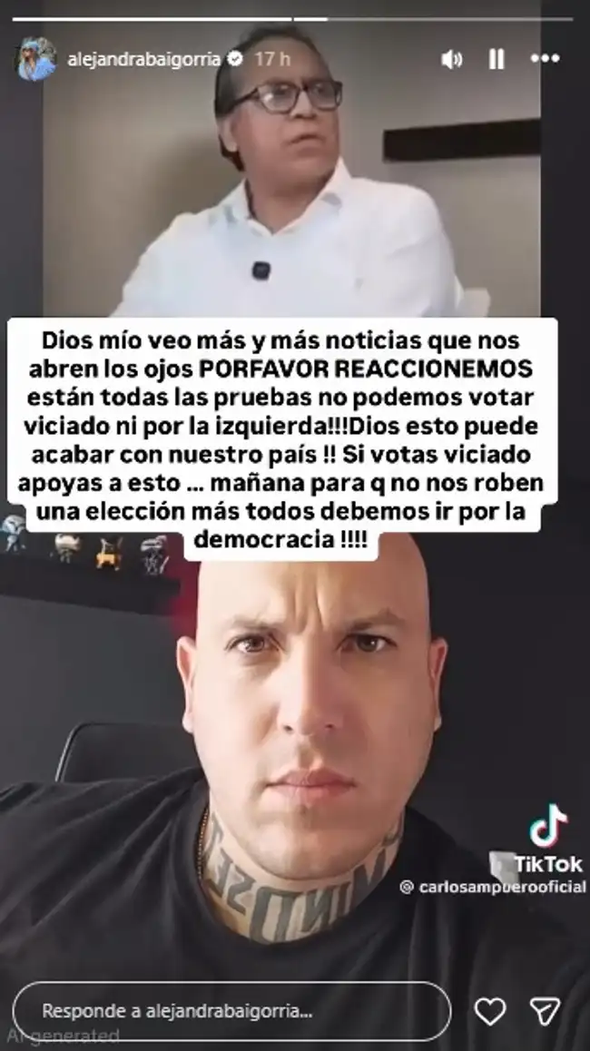 Alejandra Baigorria expresó su repudio por Robero Sánchez y lo que representa. Alejandra Baigorria expresó su repudio por Robero Sánchez y lo que representa.