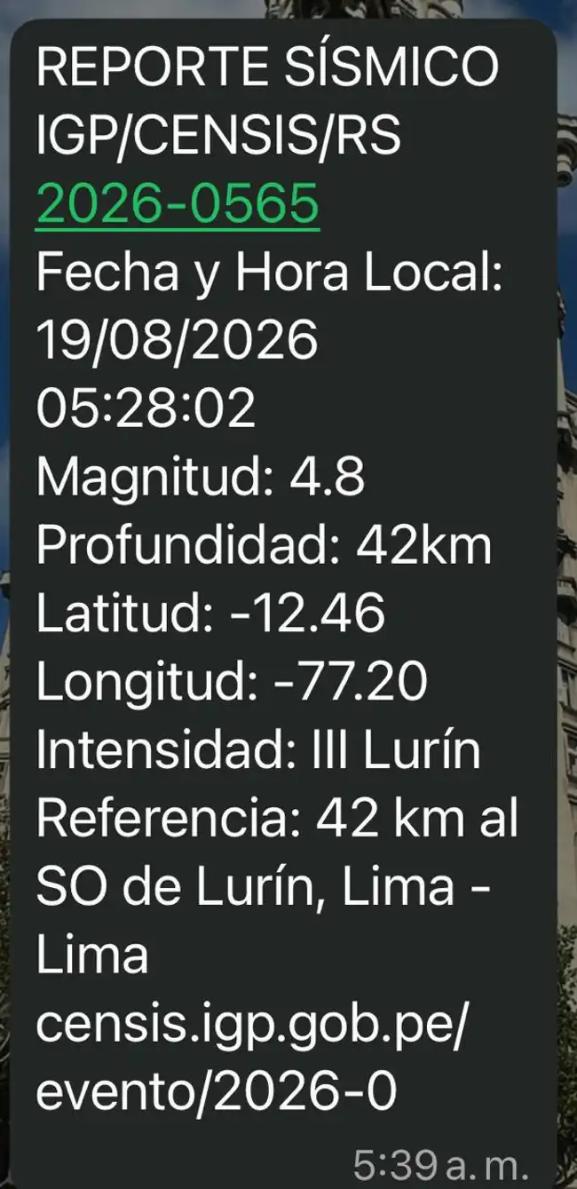 Sacudón despertó a los limeños en horas de la madrugada. Sacudón despertó a los limeños en horas de la madrugada.