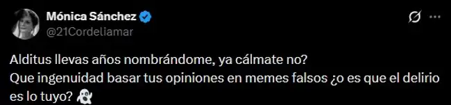 Mónica Sánchez no duda en responder a Aldo Mariategui.  