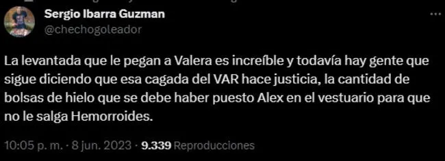 Sergio Ibarra y su polémico comentario sobre la agresión a Alex Valera.   