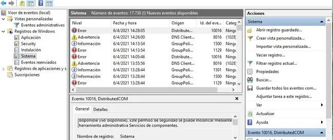  Imagen 1. Ejemplo de un visor de eventos en un equipo no infectado, que puede ser empleado para ingeniería social.   