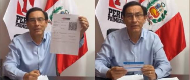 Martín Vizcarra denunciando que solo tiene una dosis de vacuna contra la COVID-19.   