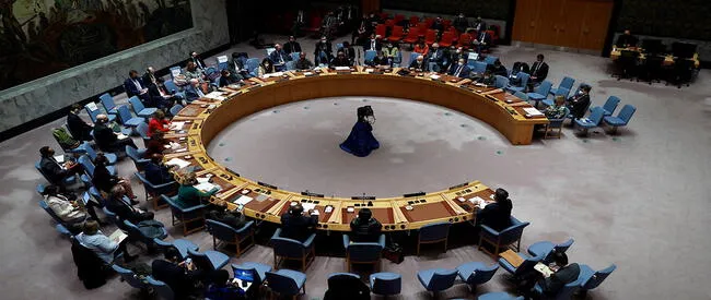  Sesión del Consejo de Seguridad de la ONU tras la polémica decisión de Vladimir Putin sobre las zonas separatistas de Ucrania. Foto: EFE    