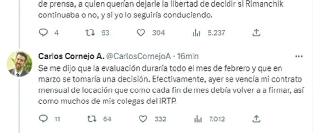 Carlos Cornejo se pronunció en redes sociales.   