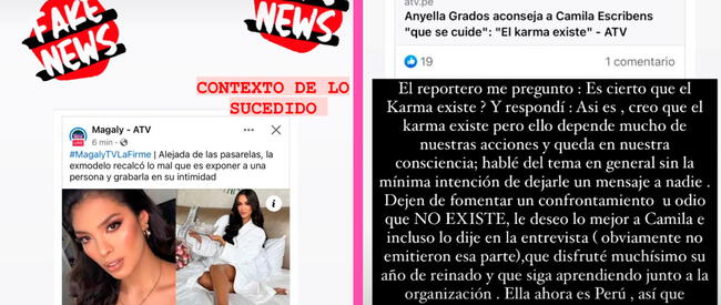 Angella Grados se pronuncia sobre supuesto conflicto contra Camila Escribens.