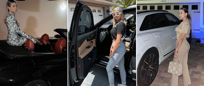  Claudia Díaz, la esposa de Pedro Gallese, se luce con lujosos autos en su Instagram.    