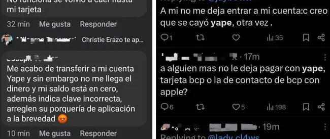  Caída del yape - Usuarios vía redes sociales.   