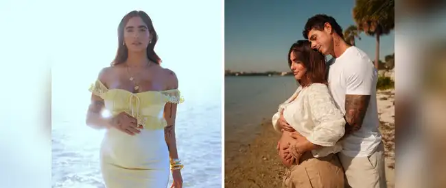  <em>Isabella Ladera junto al padre de su futuro bebé, el modelo e influencer peruano Hugo García</em> . Foto: Julio '2K' Méndez.   