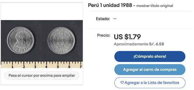 Este es el impactante precio de la moneda de 1 inti de 1985 que se viralizó en internet.   