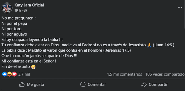 Katy Jara en Facebook Katy Jara en Facebook
