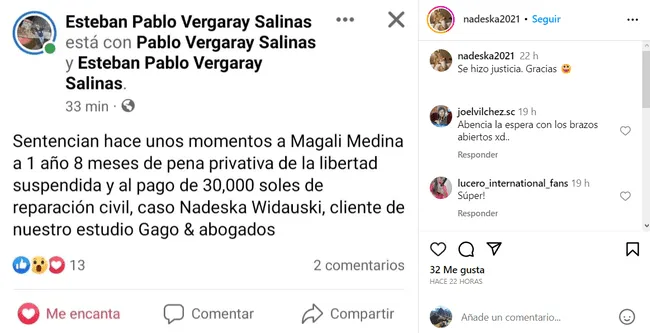 Nadeska Widausky confirma sentencia de Magaly Medina. Foto: Instagram   