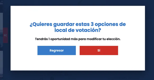 <em>Continúa el proceso si deseas guardar el local de votación elegido en la ONPE. (Foto: captura de pantalla)</em>    