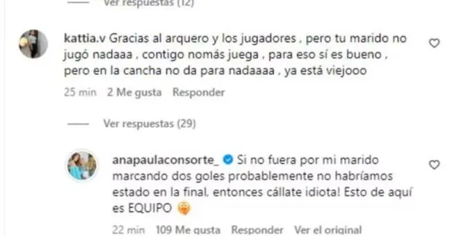  Ana Paula Consorte respondió firmemente a una usuaria que criticó a Paolo Guerrero.    