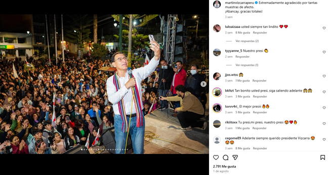 Martín Vizcarra antes de cumplir prisión preventiva. Foto: Instagram. 