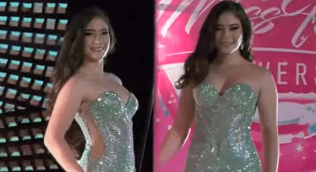 Kyara Villanella en traje de gala en el Miss Teen Universe 2023.   