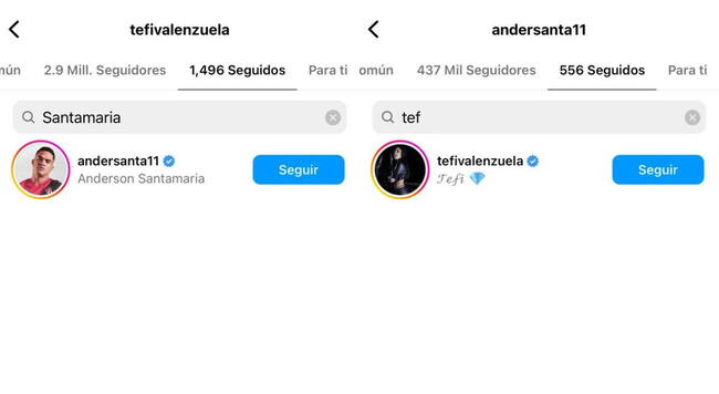 Anderson Santamaría y Stephanie Valenzuela se siguen en Instagram.  