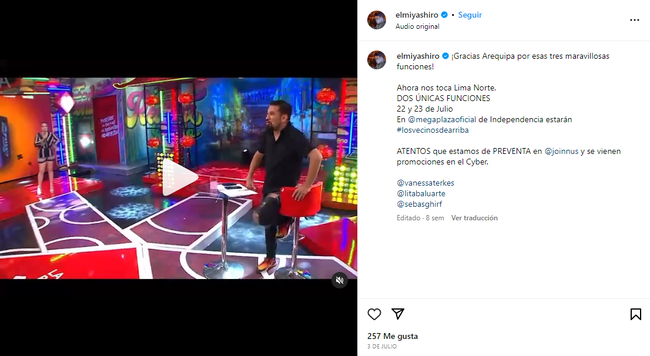 Aldo Miyashiro eliminó todos los comentarios    